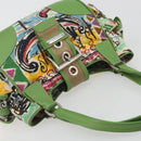 PRADA Hand Bag Nylon Green Silver Auth 195238A-6