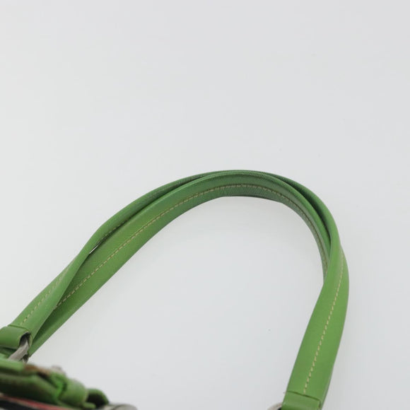 PRADA Hand Bag Nylon Green Silver Auth 195238A