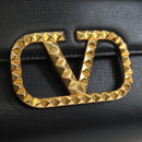 VALENTINO Rock Studs Hand Bag Leather 2way Black Gold Auth 195239M-19