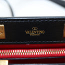 VALENTINO Rock Studs Hand Bag Leather 2way Black Gold Auth 195239M-23