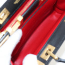 VALENTINO Rock Studs Hand Bag Leather 2way Black Gold Auth 195239M-11