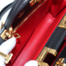 VALENTINO Rock Studs Hand Bag Leather 2way Black Gold Auth 195239M-24