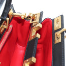 VALENTINO Rock Studs Hand Bag Leather 2way Black Gold Auth 195239M-25