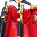 VALENTINO Rock Studs Hand Bag Leather 2way Black Gold Auth 195239M-26