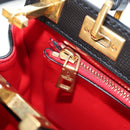 VALENTINO Rock Studs Hand Bag Leather 2way Black Gold Auth 195239M-27