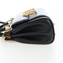 VALENTINO Rock Studs Hand Bag Leather 2way Black Gold Auth 195239M-3