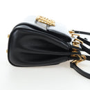 VALENTINO Rock Studs Hand Bag Leather 2way Black Gold Auth 195239M-4