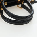 VALENTINO Rock Studs Hand Bag Leather 2way Black Gold Auth 195239M-7