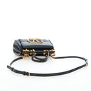 VALENTINO Rock Studs Hand Bag Leather 2way Black Gold Auth 195239M-8