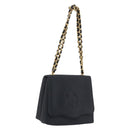 CHANEL Chain Shoulder Bag Satin Black Gold Tone CC Auth 195241V-1