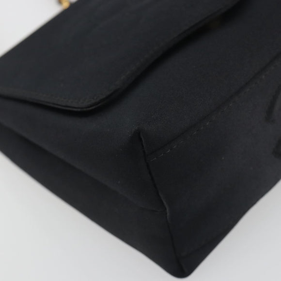 CHANEL Chain Shoulder Bag Satin Black Gold Tone CC Auth 195241V