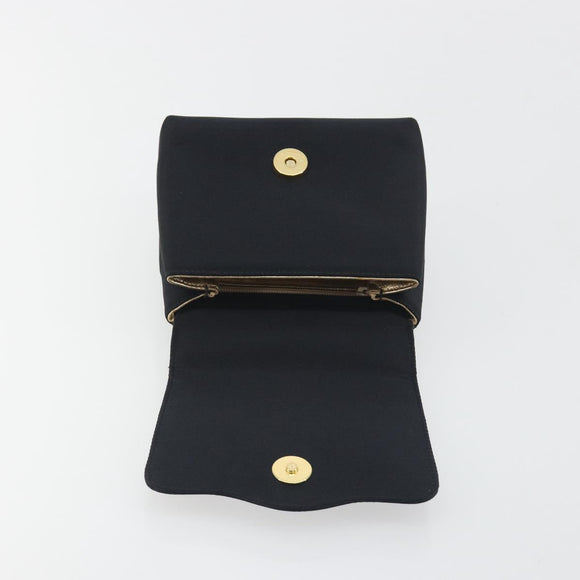 CHANEL Chain Shoulder Bag Satin Black Gold Tone CC Auth 195241V
