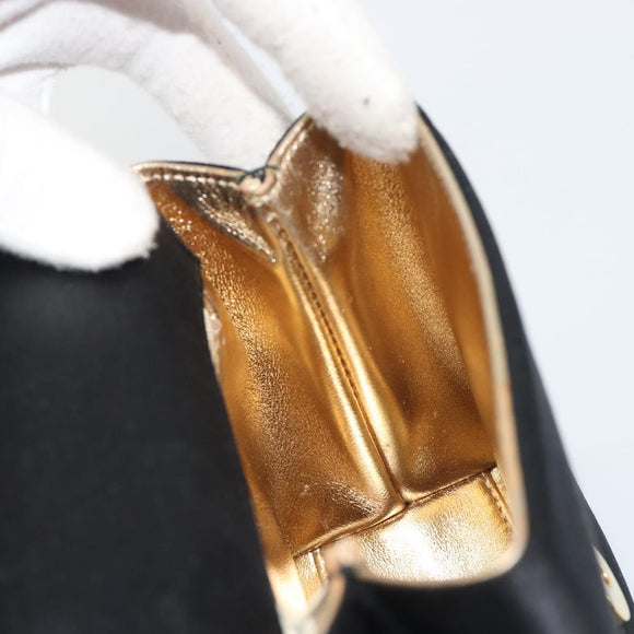 CHANEL Chain Shoulder Bag Satin Black Gold Tone CC Auth 195241V