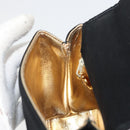 CHANEL Chain Shoulder Bag Satin Black Gold Tone CC Auth 195241V-20