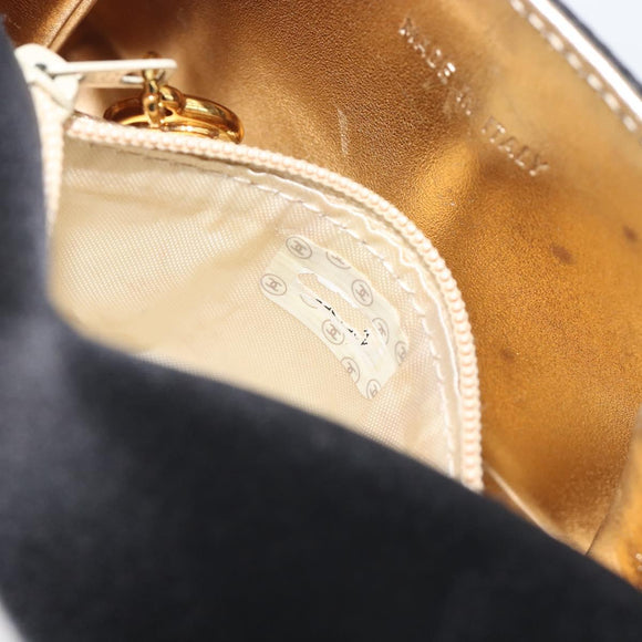 CHANEL Chain Shoulder Bag Satin Black Gold Tone CC Auth 195241V