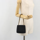 CHANEL Chain Shoulder Bag Satin Black Gold Tone CC Auth 195241V-23