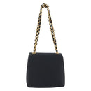 CHANEL Chain Shoulder Bag Satin Black Gold Tone CC Auth 195241V-2