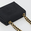CHANEL Chain Shoulder Bag Satin Black Gold Tone CC Auth 195241V-6