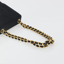CHANEL Chain Shoulder Bag Satin Black Gold Tone CC Auth 195241V-7