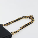 CHANEL Chain Shoulder Bag Satin Black Gold Tone CC Auth 195241V-8