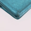 BALENCIAGA Paper Mini Wallet Leather Light Blue Silver 391446 Auth 195242A-10