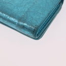 BALENCIAGA Paper Mini Wallet Leather Light Blue Silver 391446 Auth 195242A-11