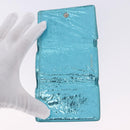 BALENCIAGA Paper Mini Wallet Leather Light Blue Silver 391446 Auth 195242A-13