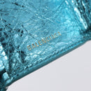 BALENCIAGA Paper Mini Wallet Leather Light Blue Silver 391446 Auth 195242A-14