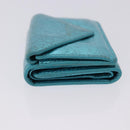 BALENCIAGA Paper Mini Wallet Leather Light Blue Silver 391446 Auth 195242A-5