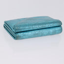 BALENCIAGA Paper Mini Wallet Leather Light Blue Silver 391446 Auth 195242A-6