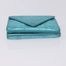 BALENCIAGA Paper Mini Wallet Leather Light Blue Silver 391446 Auth 195242A-7