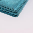 BALENCIAGA Paper Mini Wallet Leather Light Blue Silver 391446 Auth 195242A-8