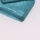 BALENCIAGA Paper Mini Wallet Leather Light Blue Silver 391446 Auth 195242A-9