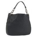 BOTTEGA VENETA INTRECCIATO Chain Shoulder Bag Leather Black Gold Auth 195244V-1