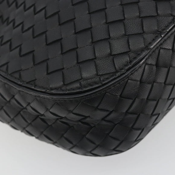 BOTTEGA VENETA INTRECCIATO Chain Shoulder Bag Leather Black Gold Auth 195244V
