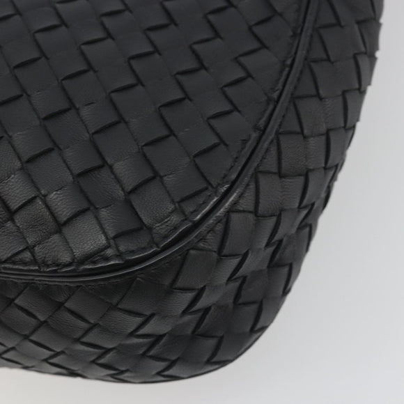 BOTTEGA VENETA INTRECCIATO Chain Shoulder Bag Leather Black Gold Auth 195244V
