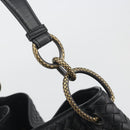 BOTTEGA VENETA INTRECCIATO Chain Shoulder Bag Leather Black Gold Auth 195244V-17