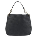 BOTTEGA VENETA INTRECCIATO Chain Shoulder Bag Leather Black Gold Auth 195244V-2