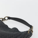 BOTTEGA VENETA INTRECCIATO Chain Shoulder Bag Leather Black Gold Auth 195244V-8