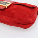 FENDI Mamma Baguette Shoulder Bag Suede Red Gold Auth 195245SM-10