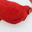 FENDI Mamma Baguette Shoulder Bag Suede Red Gold Auth 195245SM-12