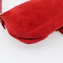 FENDI Mamma Baguette Shoulder Bag Suede Red Gold Auth 195245SM-13