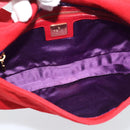 FENDI Mamma Baguette Shoulder Bag Suede Red Gold Auth 195245SM-16