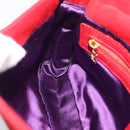FENDI Mamma Baguette Shoulder Bag Suede Red Gold Auth 195245SM-18