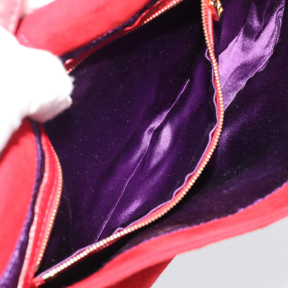 FENDI Mamma Baguette Shoulder Bag Suede Red Gold Auth 195245SM