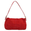 FENDI Mamma Baguette Shoulder Bag Suede Red Gold Auth 195245SM-3