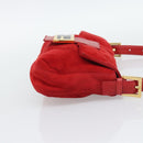 FENDI Mamma Baguette Shoulder Bag Suede Red Gold Auth 195245SM-5
