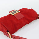 FENDI Mamma Baguette Shoulder Bag Suede Red Gold Auth 195245SM-6