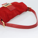 FENDI Mamma Baguette Shoulder Bag Suede Red Gold Auth 195245SM-7