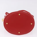 LOEWE Hand Bag Leather 2way Red Gold Auth 195246A-7